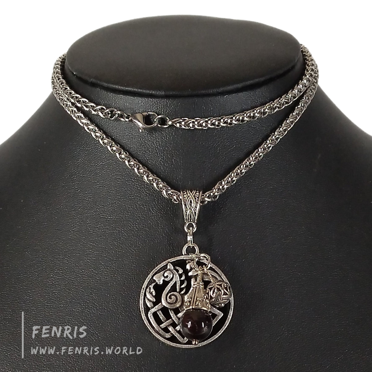 Sleipnir Necklace Silver Norse Red Garnet Bead – Fenris