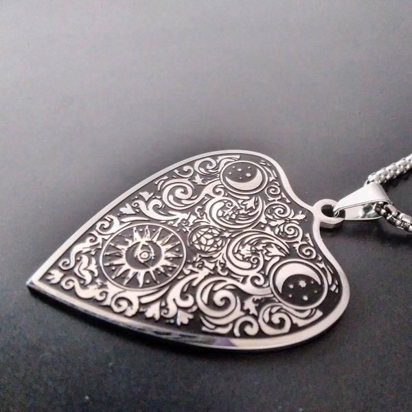 silver ouija planchette necklace