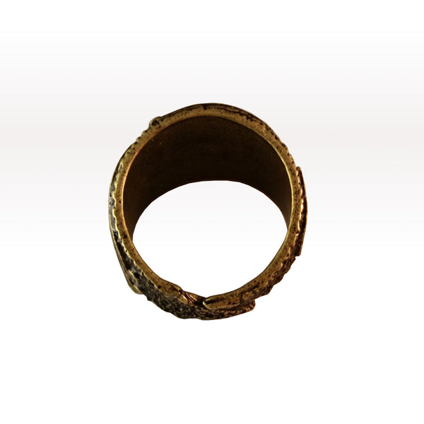 raven ring bronze viking celtic knotwork wrap