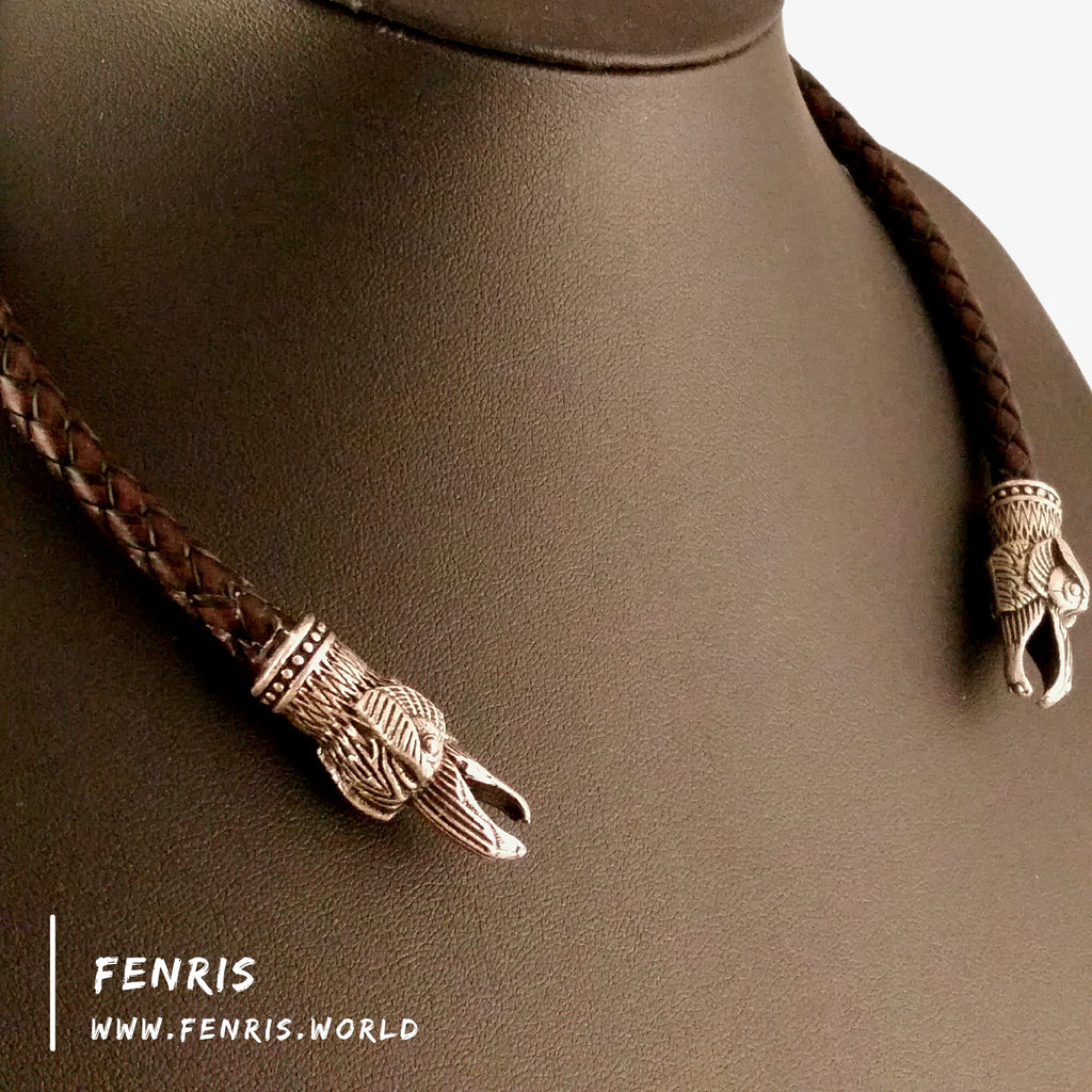 Silver Torc Raven Brown Leather | Fenris