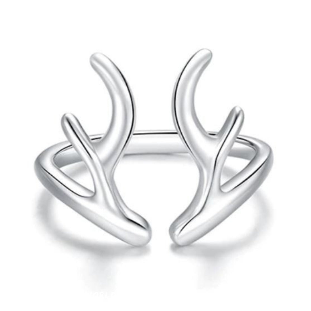 925 silver deer antler ring
