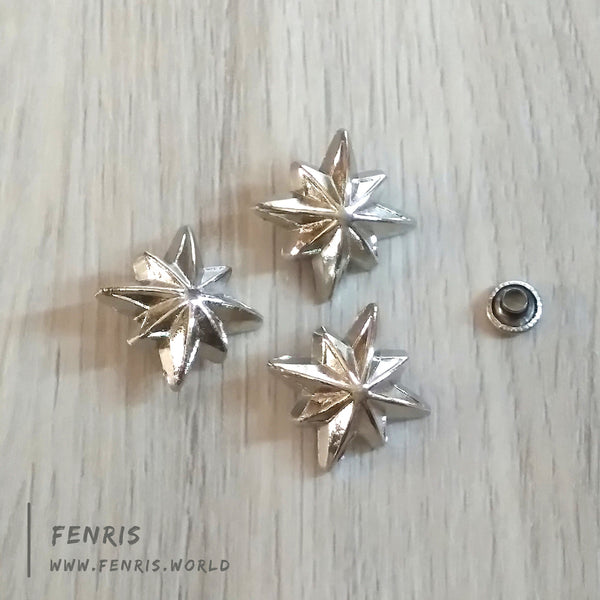 rivet studs silver star compass rose