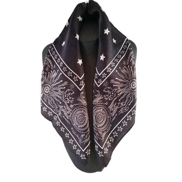 silk scarf moon stars