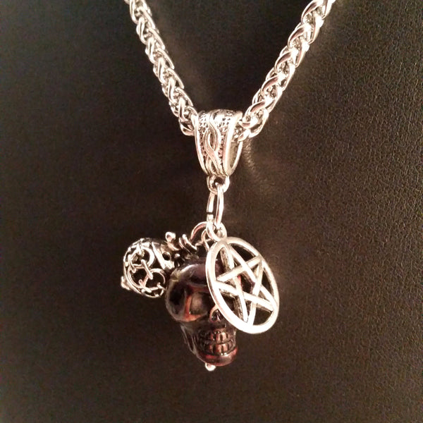 skull pentagram necklace