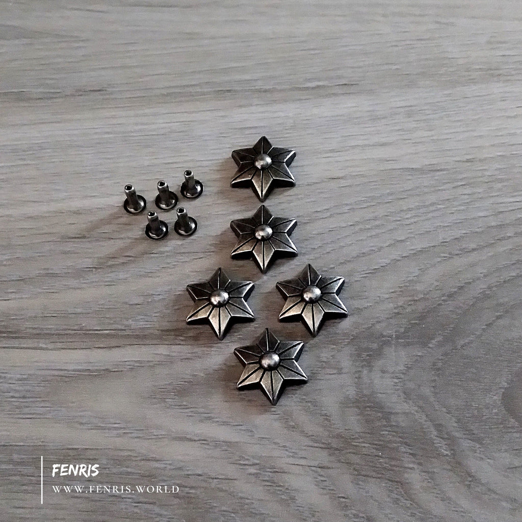 Silver Star Rivets - Antique 6 Pointed | Fenris Jewelry