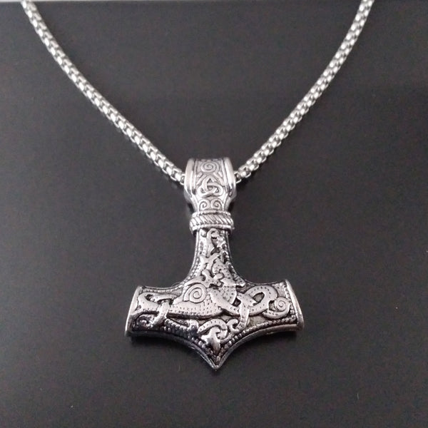 thor's hammer necklace silver