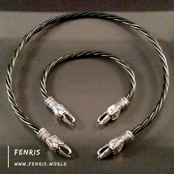 torc raven bracelet necklace set