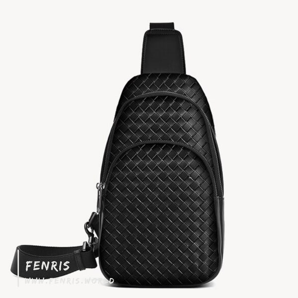 sling bag black woven leather chest mens womens bike