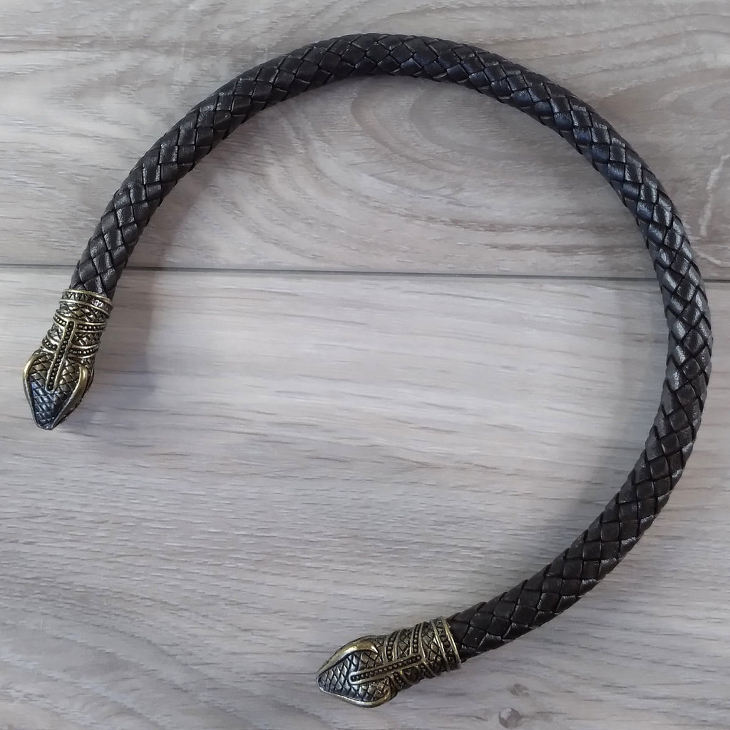 Snake Torc Necklace Bronze Brown Leather – Fenris