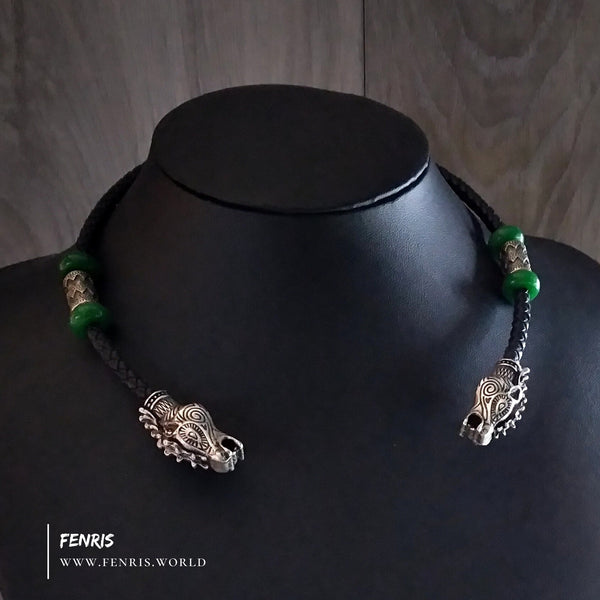 stag torc silver jade