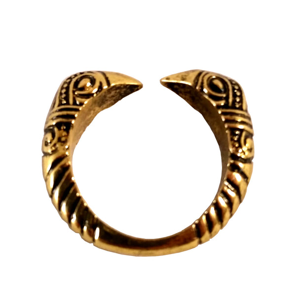 raven ring gold bird viking norse mens womens unisex