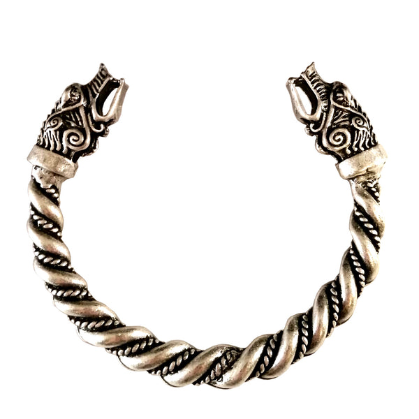 wolf bracelet torc silver