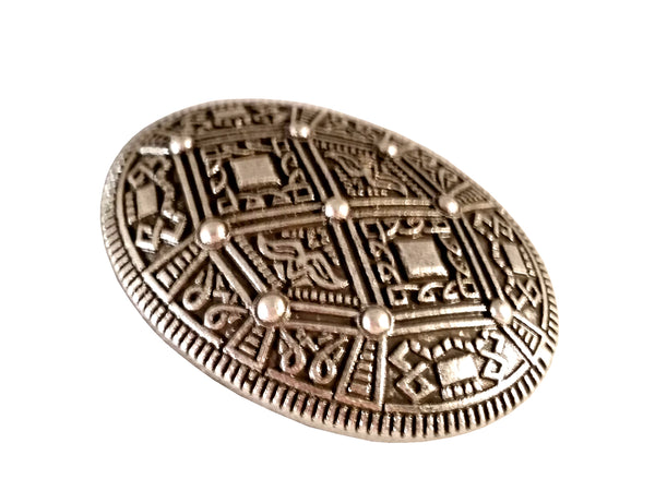 viking oval brooch dress silver norse coat pin