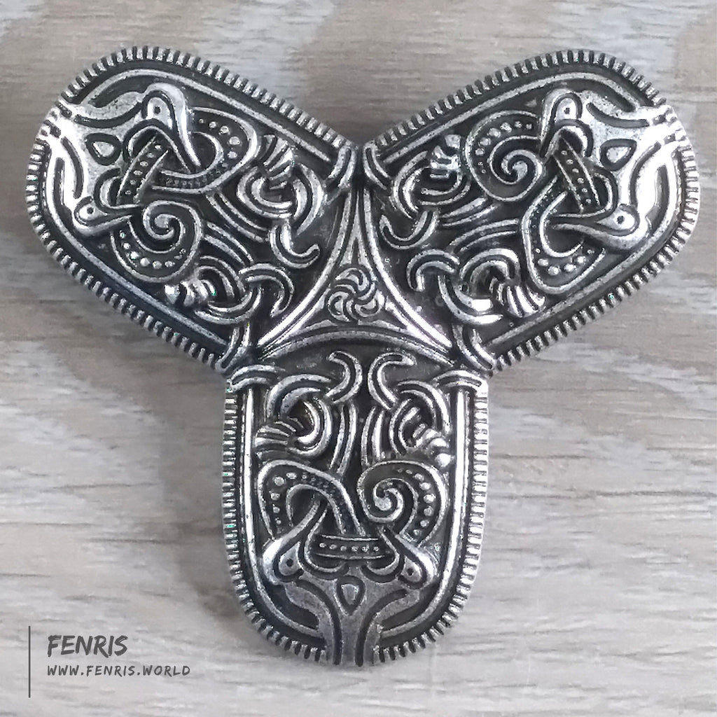 Viking Trefoil Brooch Pin Silver Fibula Fenris