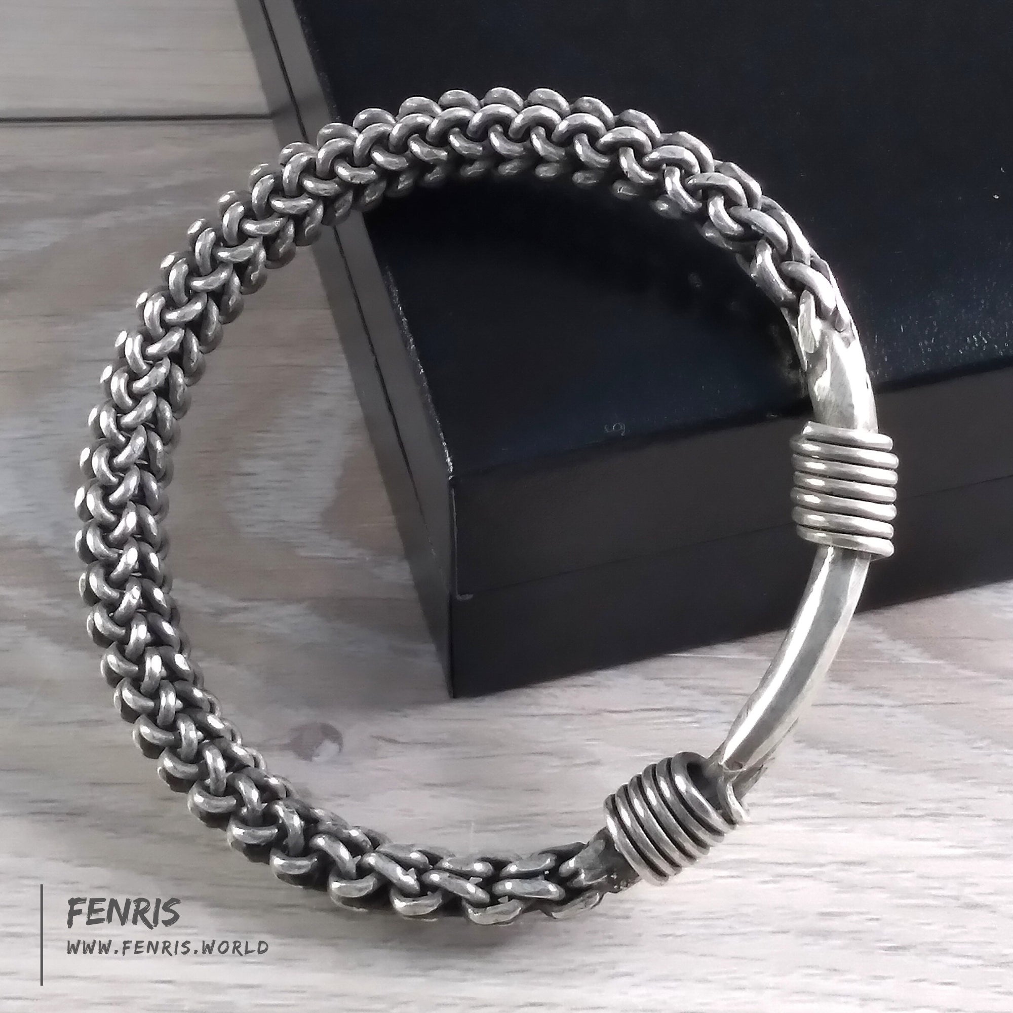 viking silver bracelet wire weave torc