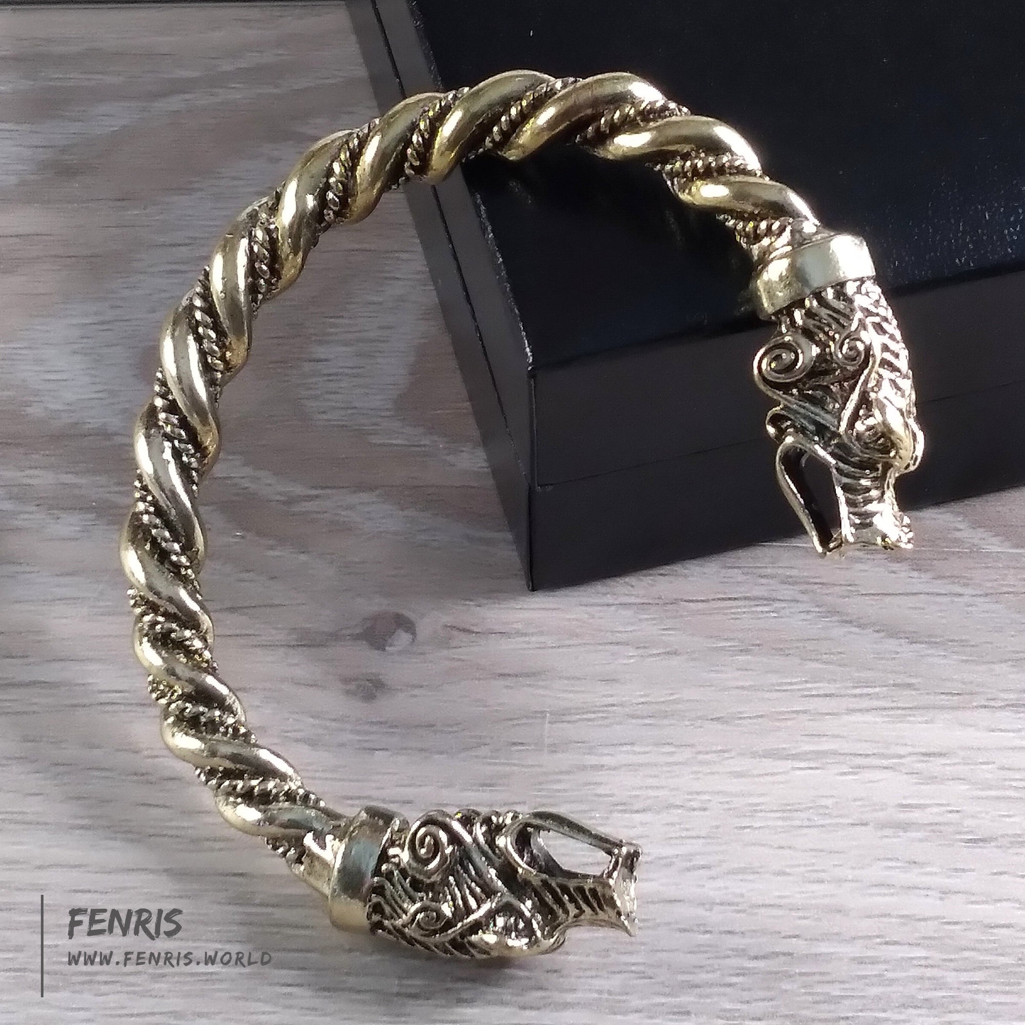 wolf bracelet torc bronze