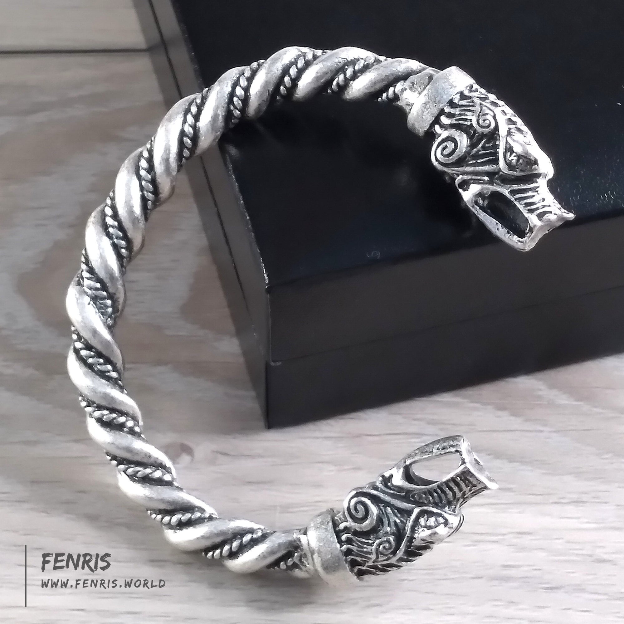 wolf bracelet torc silver