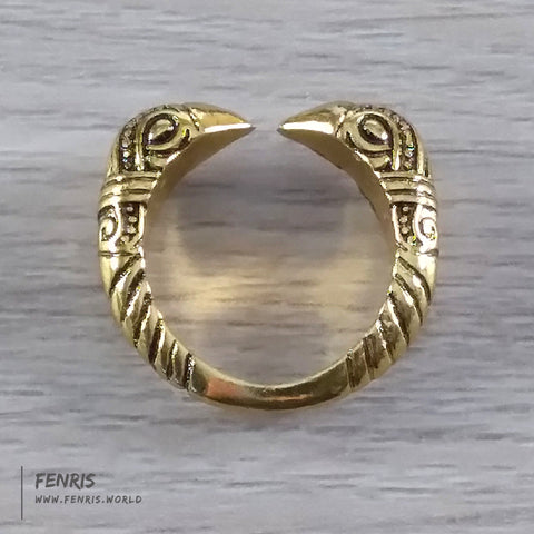 raven ring gold bird viking norse mens womens unisex