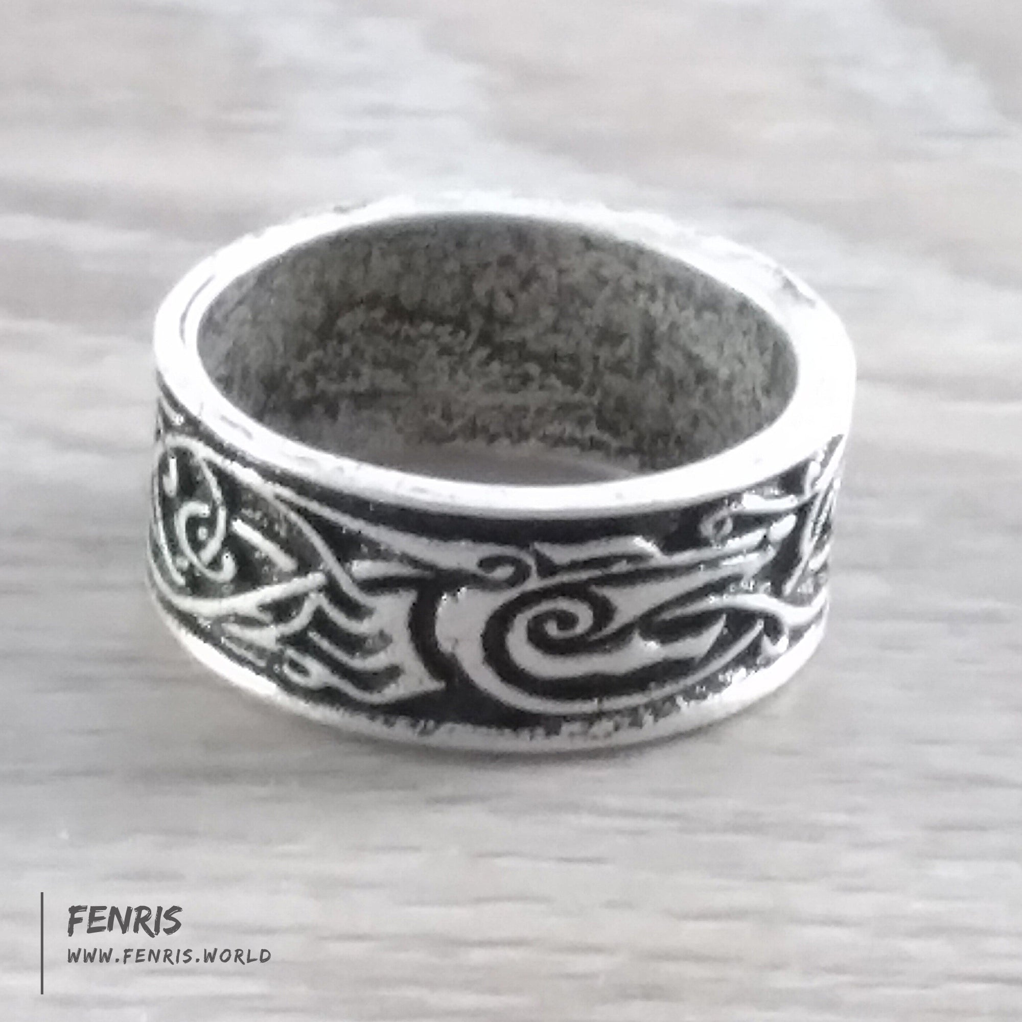 Stainless Steel Raven and Wolf Ring - Norse Spirit