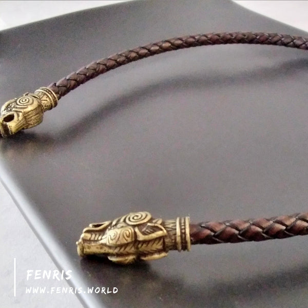 viking torc bronze wolf