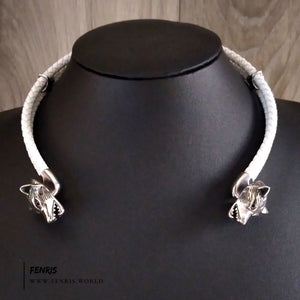 wolf torc silver white leather viking celtic pagan